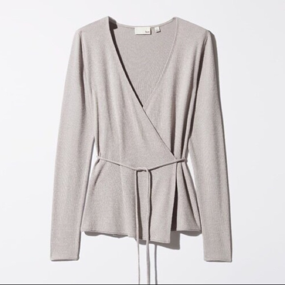Aritzia Wilfred Free Taupe Wrap Top